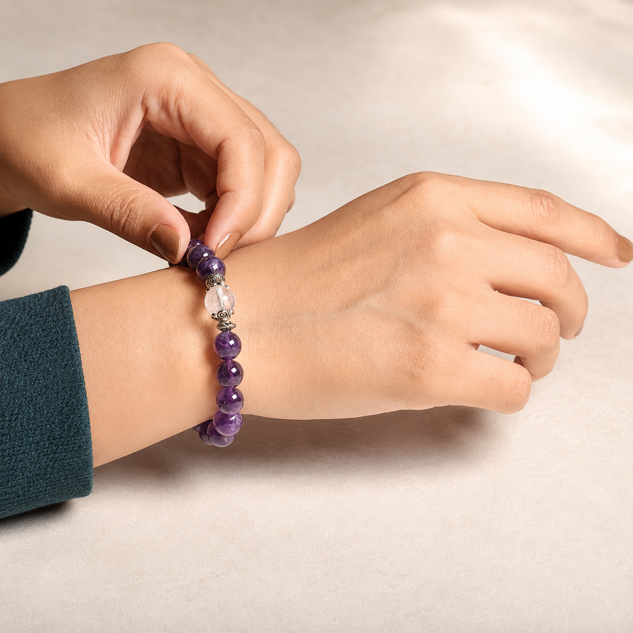 Amethyst Round Bead Bracelet thumbnail 3
