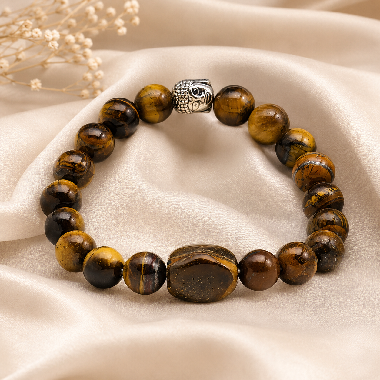 Tiger's Eye Round Bead Bracelet thumbnail 5
