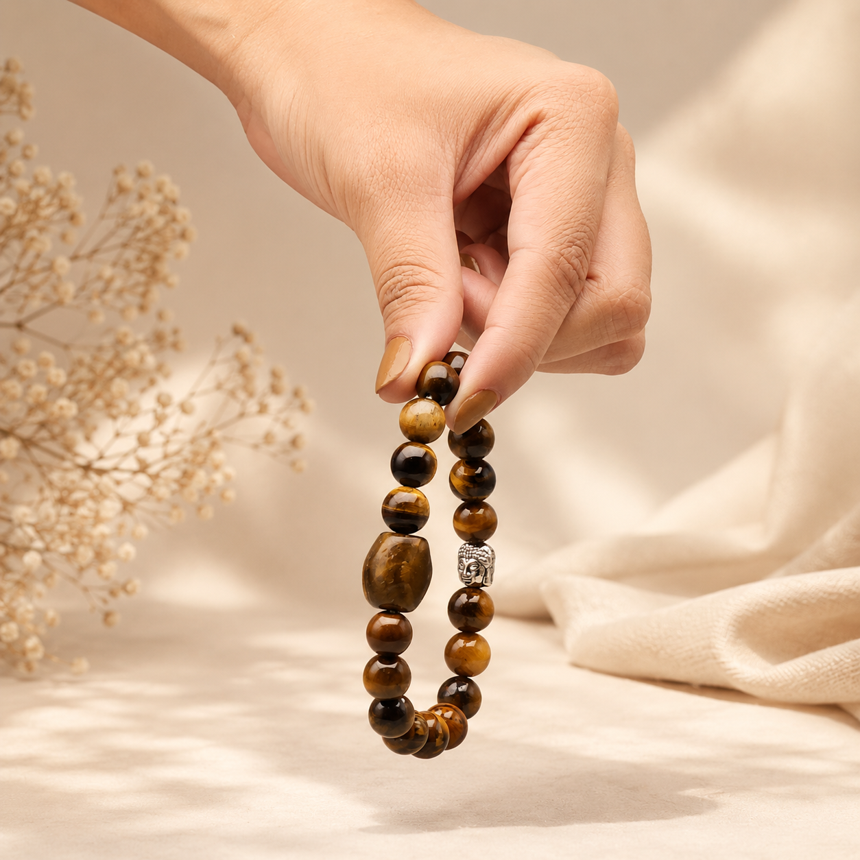 Tiger's Eye Round Bead Bracelet thumbnail 3