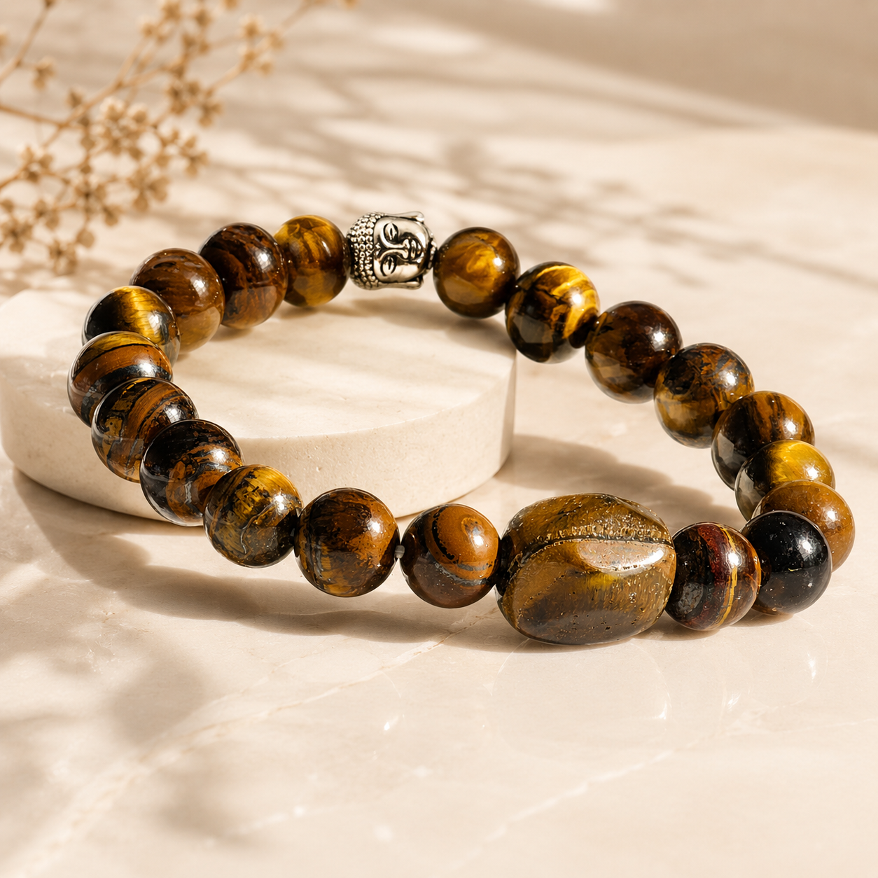 Tiger's Eye Round Bead Bracelet thumbnail 4