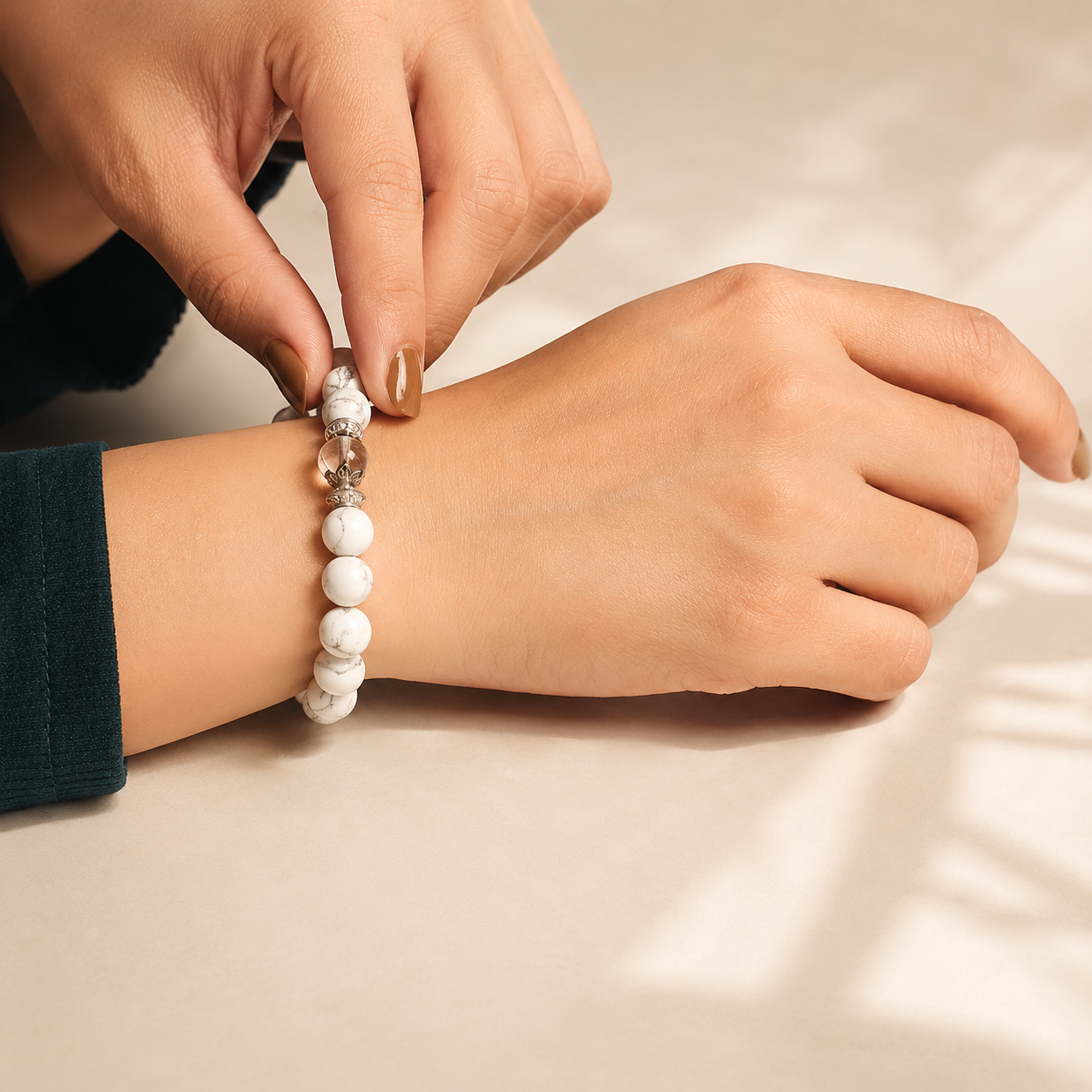 Howlite Round Bead Bracelet thumbnail 4