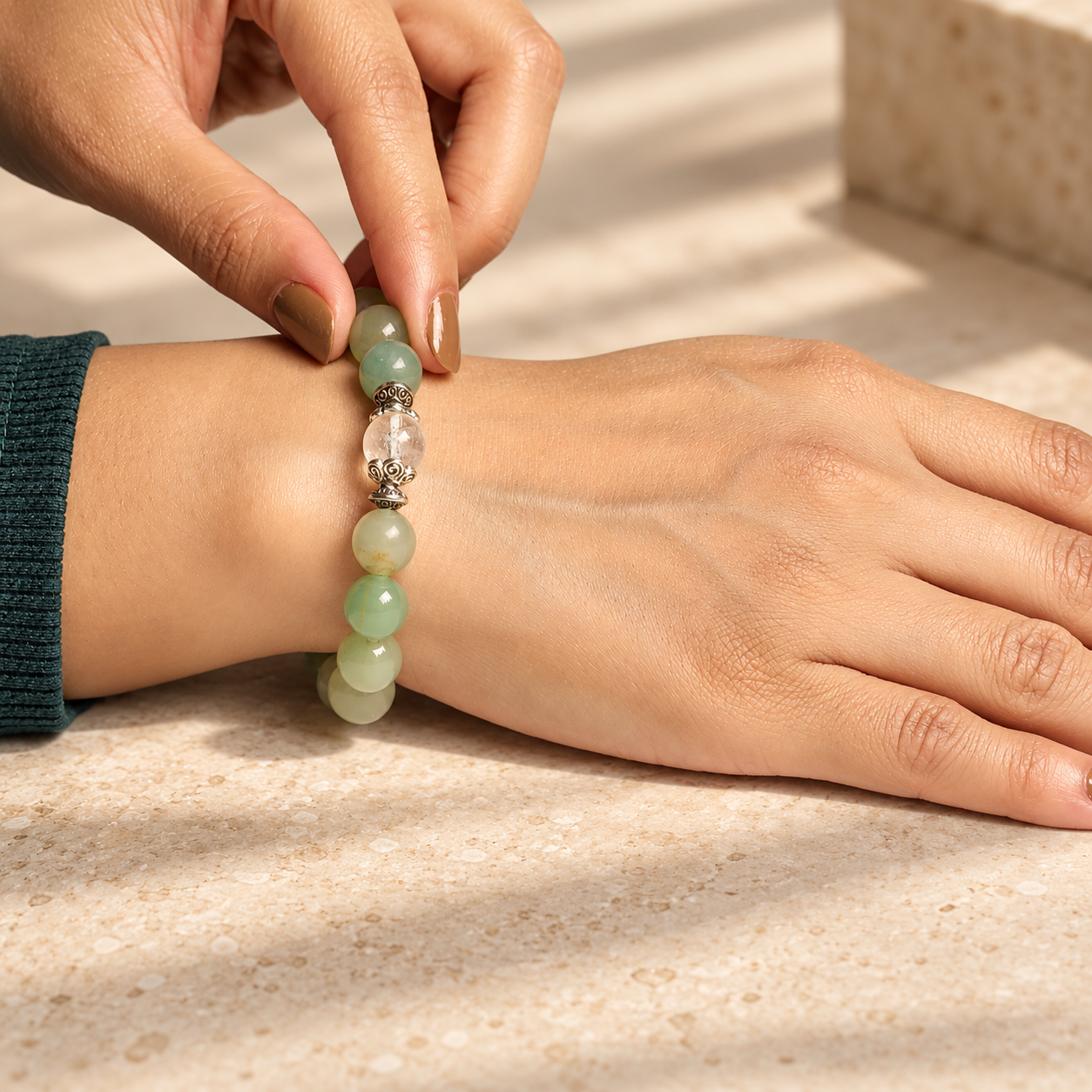 Green Aventurine round Bead bracelet thumbnail 2