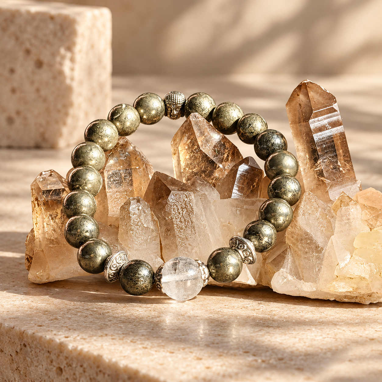 Pyrite Round Bead Bracelet thumbnail 4